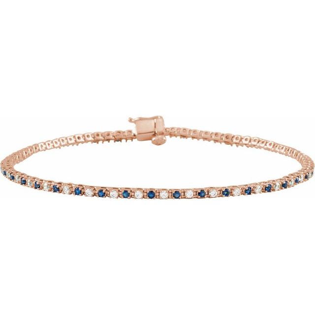 14K Gold Natural Ruby And Diamond Line Bracelet - Options Available