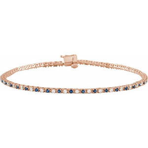 14K Gold Natural Ruby And Diamond Line Bracelet - Options Available