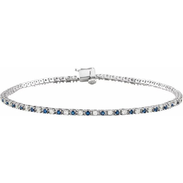 5/8 CTW Natural Blue Sapphire and Diamond Bracelet in 14K Gold