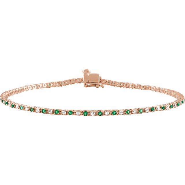 14K Gold Natural Ruby And Diamond Line Bracelet - Options Available