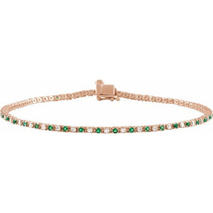 14K Gold Natural Ruby And Diamond Line Bracelet - Options Available