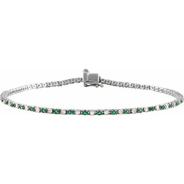 14K Gold Natural Ruby And Diamond Line Bracelet - Options Available