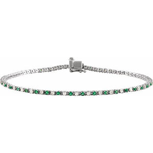 14K Gold Natural Ruby And Diamond Line Bracelet - Options Available