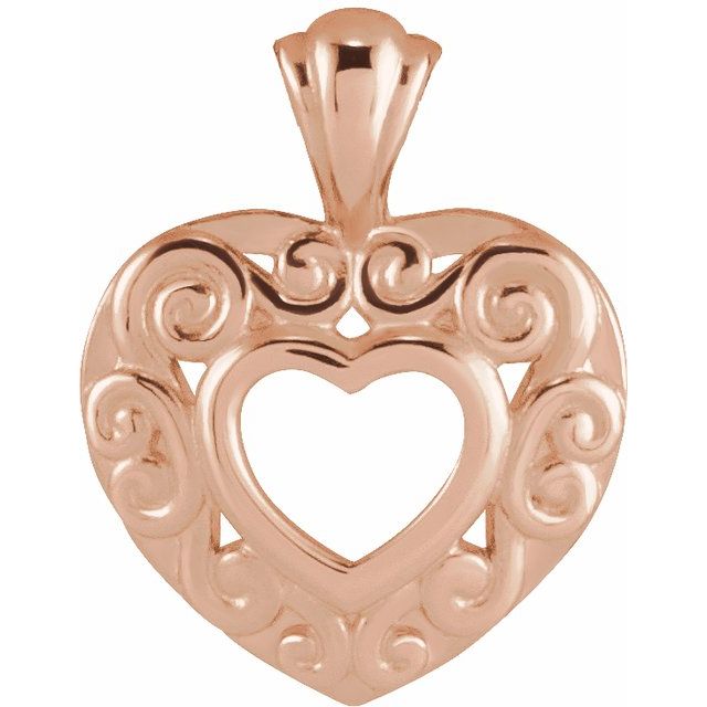 14K Gold Filigree Pierced Heart Pendant