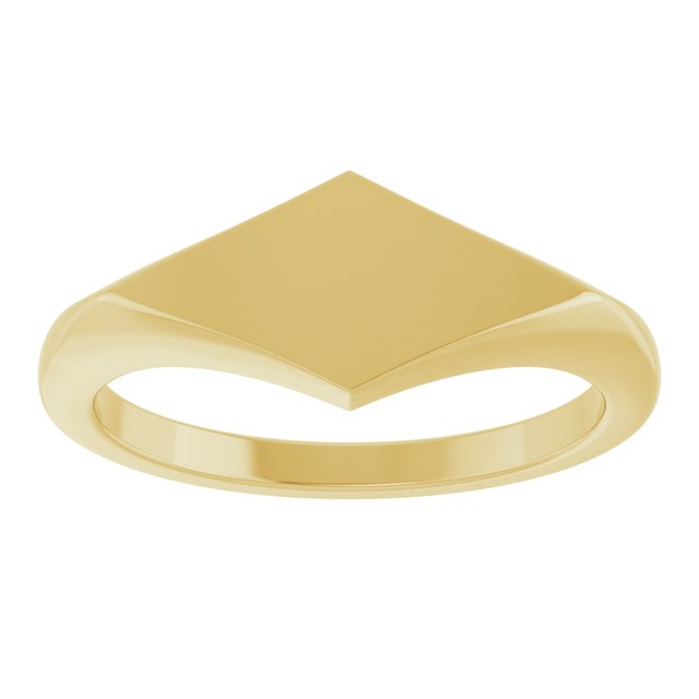 14K Gold Geometric Signet Ring 7.6x15.5 mm - Modern Design