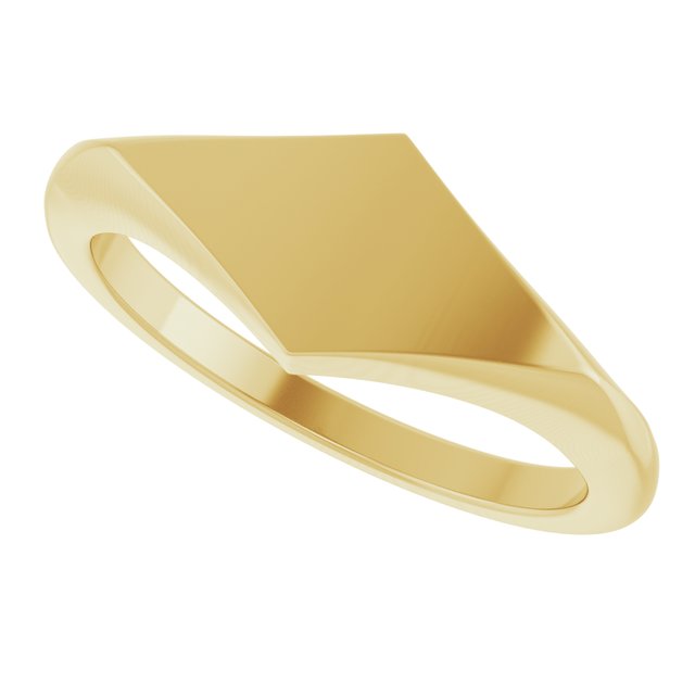 14K Gold Geometric Signet Ring 7.6x15.5 mm - Modern Design