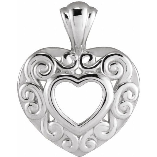 14K Gold Filigree Pierced Heart Pendant