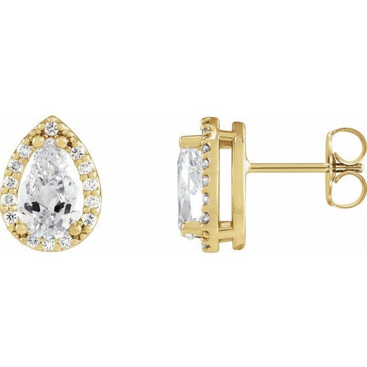 14K Gold Natural Diamond Halo-Style Basket Earrings