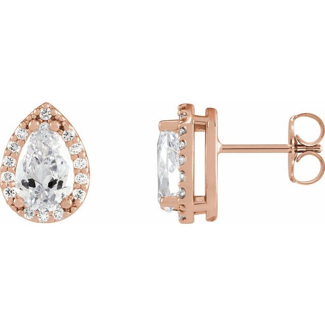 14K Gold Natural Diamond Halo-Style Basket Earrings