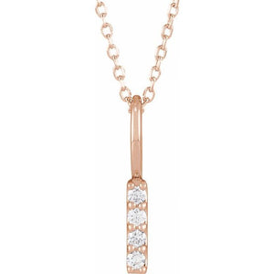 Platinum 1/6 CTW Natural Diamond Vertical Bar Necklace - Elegant Design