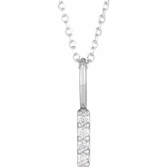 Platinum 1/6 CTW Natural Diamond Vertical Bar 16-18" Necklace