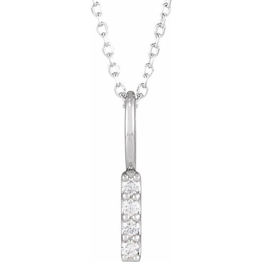 0.07 CTW Natural Diamond Vertical Bar Necklace in 14K Gold, Silver & Platinum