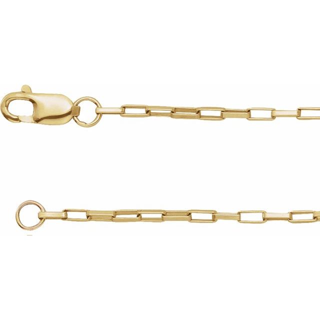 14K Yellow Gold, 1.2 mm 7" Elongated Box Chain – Elegant Design