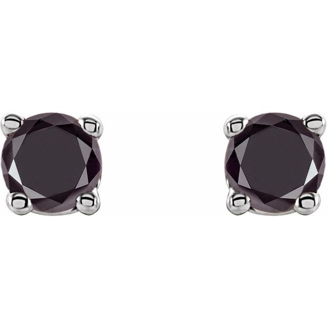 14K White Gold Natural Black Diamond Stud Earrings – 1/8 CTW