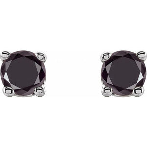 14K White Gold Natural Black Diamond Stud Earrings – 1/8 CTW