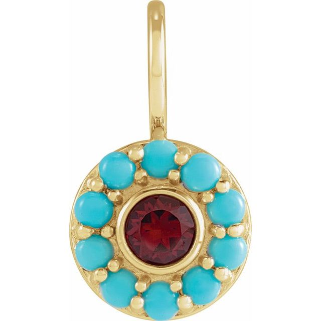 14K Gold Pink Spinel And White Opal Halo-Style Charm Pendant