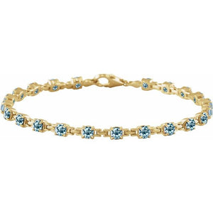 14K Gold Lab-Grown Blue Sapphire Line Bracelet