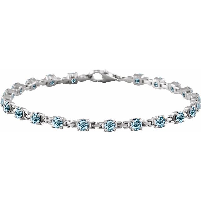 14K Gold Lab-Grown Blue Sapphire Line Bracelet