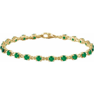 14K Gold Lab-Grown Blue Sapphire Line Bracelet