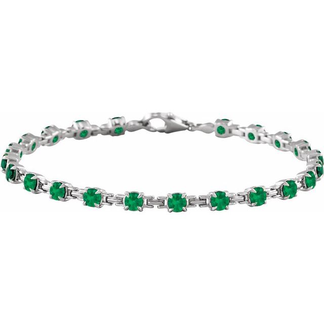 14K Gold Lab-Grown Blue Sapphire Line Bracelet