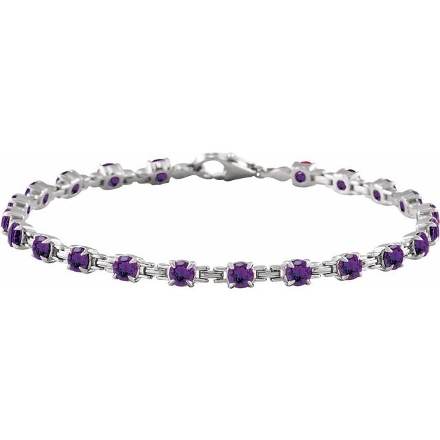 14K Gold Lab-Grown Blue Sapphire Line Bracelet