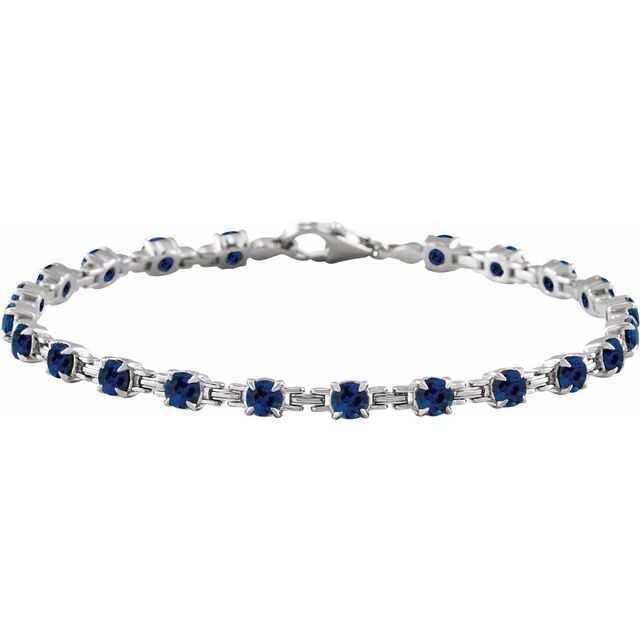 14K Gold Lab-Grown Blue Sapphire Line Bracelet