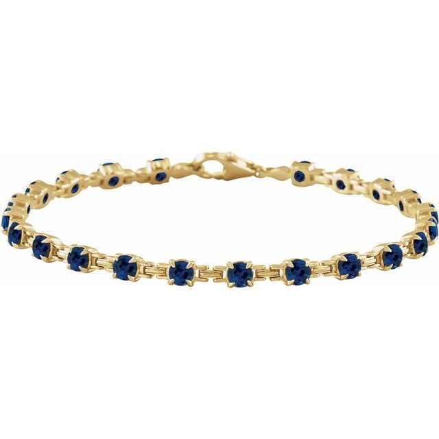 14K Gold Lab-Grown Blue Sapphire Line Bracelet