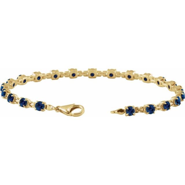 14K Gold Lab-Grown Blue Sapphire Line Bracelet