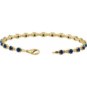 14K Gold Lab-Grown Blue Sapphire Line Bracelet