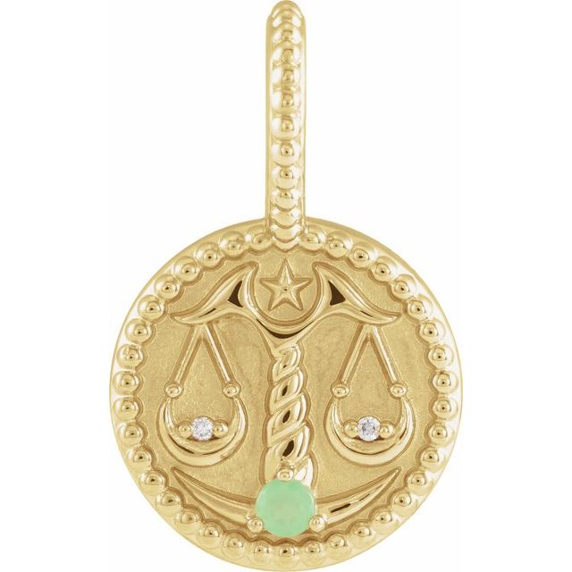 Natural Blue Zircon Scorpio Pendant | 14K Gold, Silver & Platinum | Round | Polished