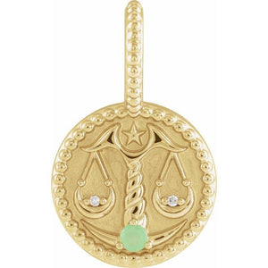 Natural Blue Zircon Scorpio Pendant | 14K Gold, Silver & Platinum | Round | Polished