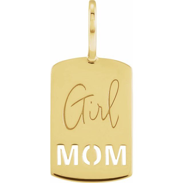 14K Gold Girl Mom Charm Pendant