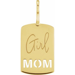14K Gold Girl Mom Charm Pendant