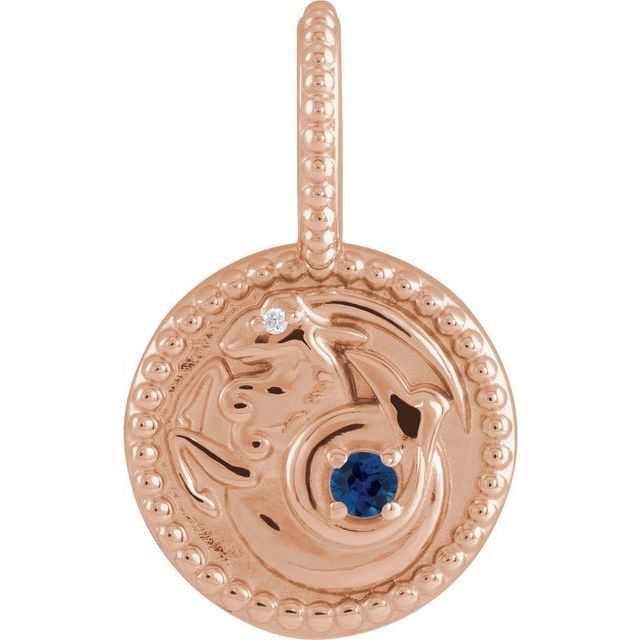 Natural Blue Zircon Scorpio Pendant | 14K Gold, Silver & Platinum | Round | Polished