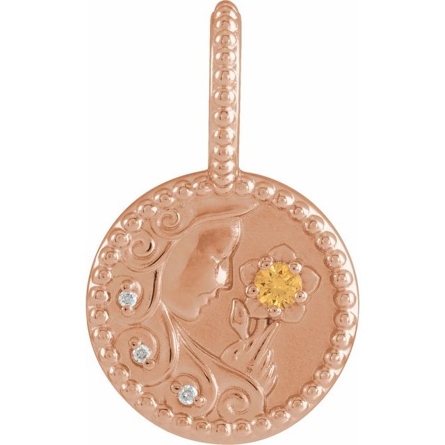 Natural Blue Zircon Scorpio Pendant | 14K Gold, Silver & Platinum | Round | Polished