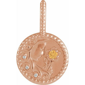 Natural Blue Zircon Scorpio Pendant | 14K Gold, Silver & Platinum | Round | Polished