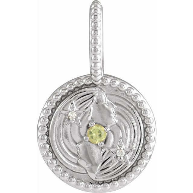 Natural Emerald and .005 CTW Natural Diamond Aries Charm Pendant in 14K Gold, Silver & Platinum