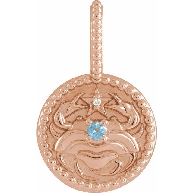 Natural Blue Zircon Scorpio Pendant | 14K Gold, Silver & Platinum | Round | Polished