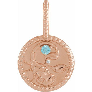 14K Gold Scorpio Charm Pendant - Options Available