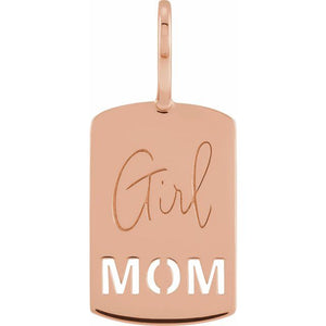 14K Gold Girl Mom Charm Pendant