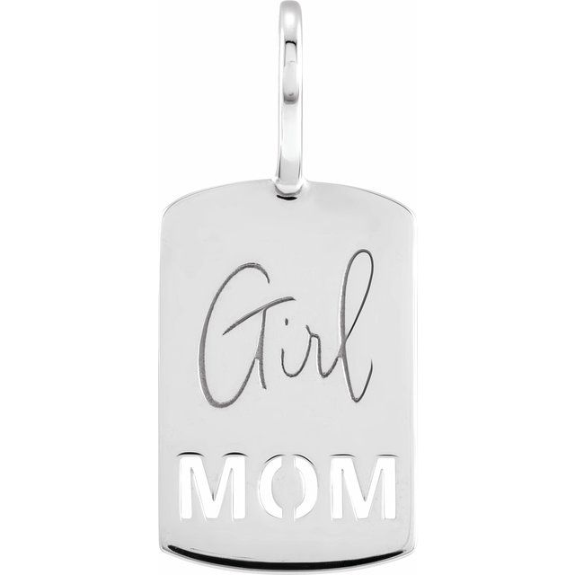 Girl Mom Charm Pendant in 14K Gold and Platinum