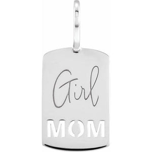 Girl Mom Charm Pendant in 14K Gold and Platinum
