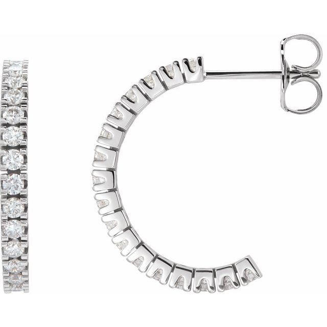 14K Gold Natural Diamond Hoop Earrings