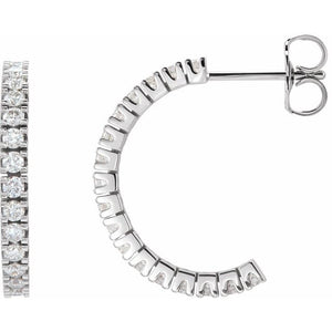 14K Gold Natural Diamond Hoop Earrings