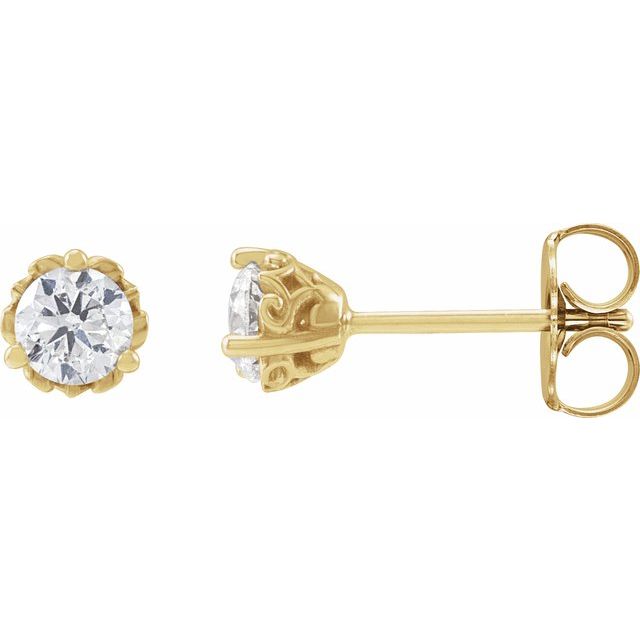 14K Gold Natural Diamond Vintage Earrings