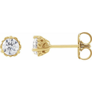 14K Gold Natural Diamond Vintage Earrings