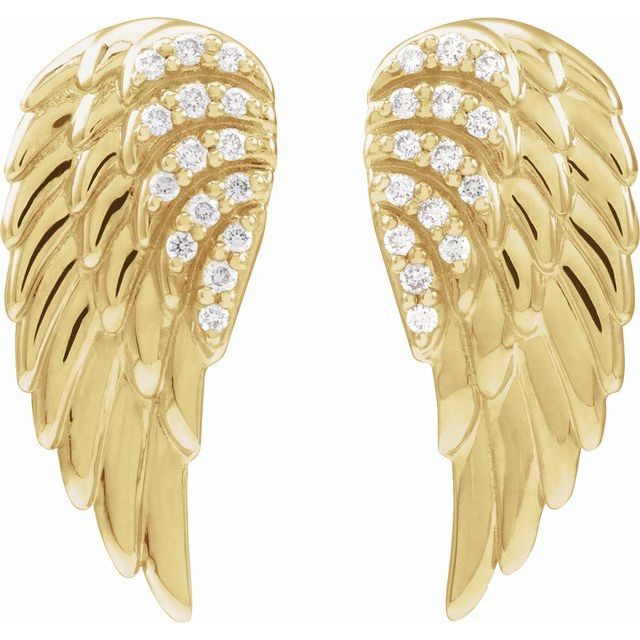 Platinum .07 CTW Natural Diamond Angel Wing Earrings – Elegant Design