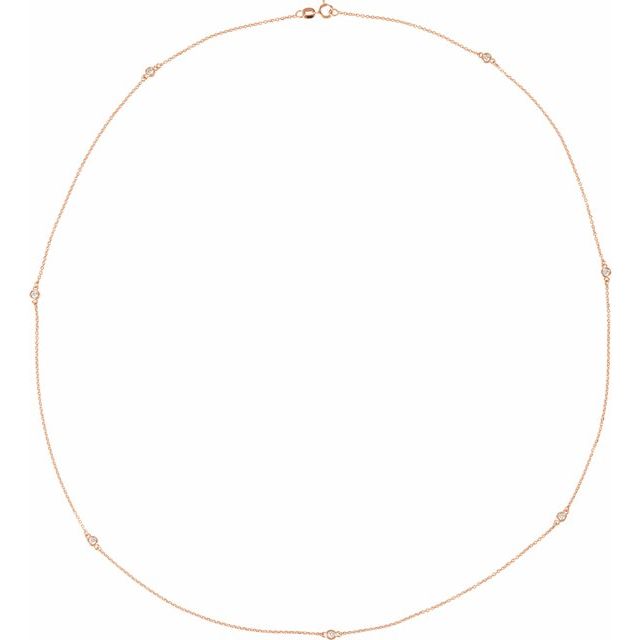 14K Yellow Gold 18" Necklace with 1/4 CTW Natural Diamonds - 5-Station Design