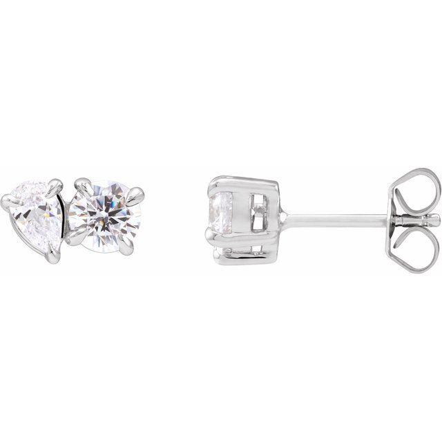 14K Gold Lab-Grown Diamond 2-Stone Stud Earrings