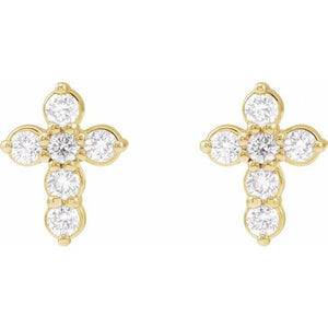 Polished Platinum 1/6 CTW Natural Diamond Cross Stud Earrings